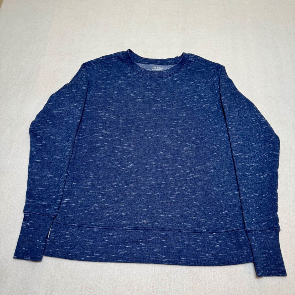 Tek Gear Womens Ultrasoft Fleece Sweatshirt Blue Space Dye Thumbhole Cuffs S